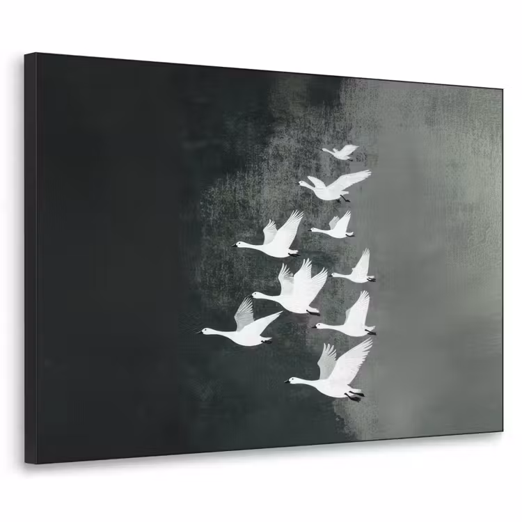Vogel - Japandi - Groen Textielframe zwart klein -3d