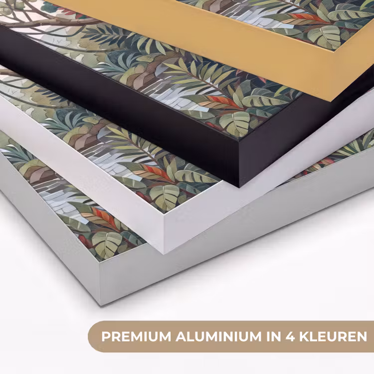 Vogel - Jungle - Natuur - Mozaïek - Groen Textielframe zwart klein -USP_kleurenNL