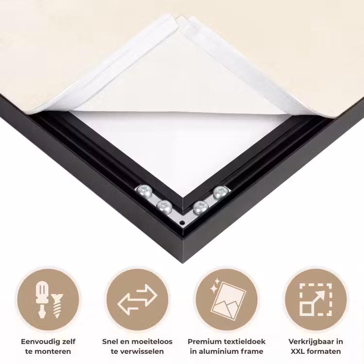 Vogel - Minimalistisch - Geel Textielframe zwart klein -USP_closeupNL