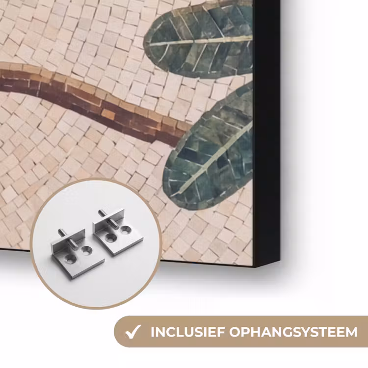 Vogel - Mozaïek - Tropisch - Natuur - Kleurrijk Textielframe zwart klein -USP_ophangsysteemNL