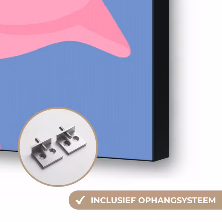 Vogel - Paar - Dieren - Modern - Roze Textielframe zwart klein -USP_ophangsysteemNL