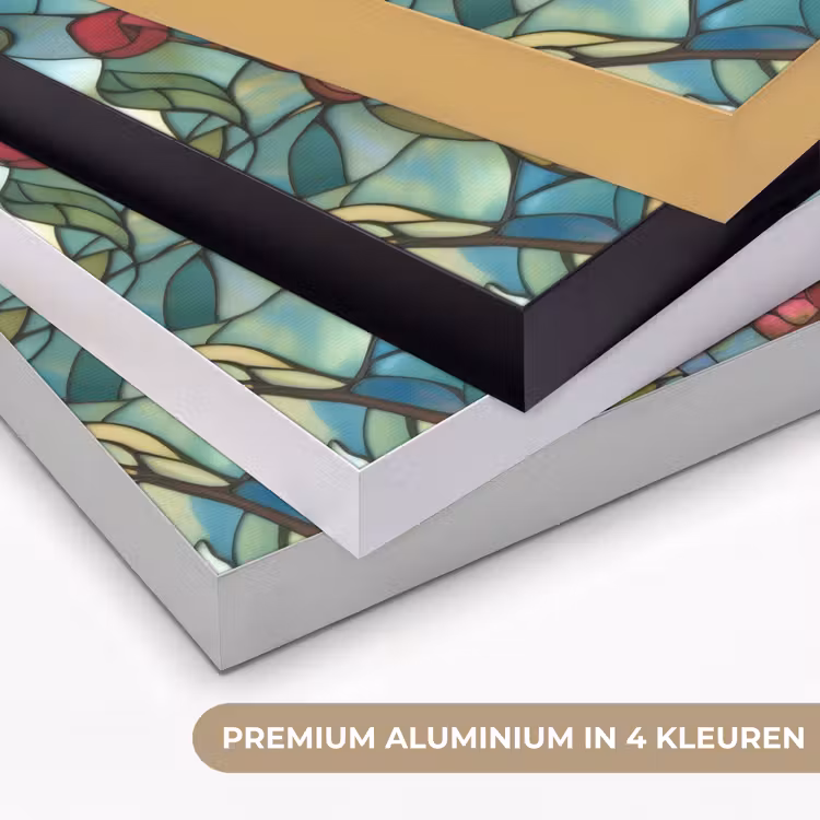 Vogel - Tak - Rozen - Mozaïek Textielframe zwart klein -USP_kleurenNL