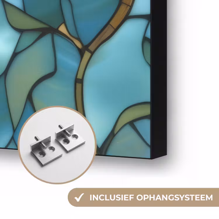 Vogel - Tak - Rozen - Mozaïek Textielframe zwart klein -USP_ophangsysteemNL