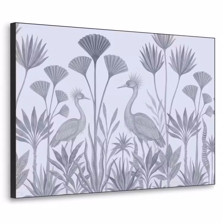 Vogel - Tropisch - Illustratie - Blauwgrijs - Natuur Textielframe zwart klein -3d