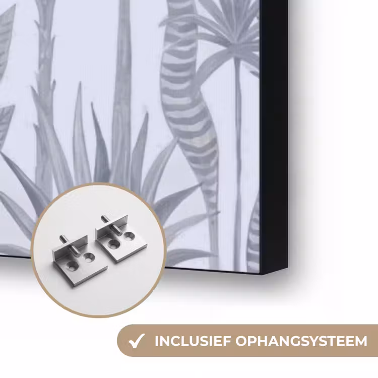 Vogel - Tropisch - Illustratie - Blauwgrijs - Natuur Textielframe zwart klein -USP_ophangsysteemNL