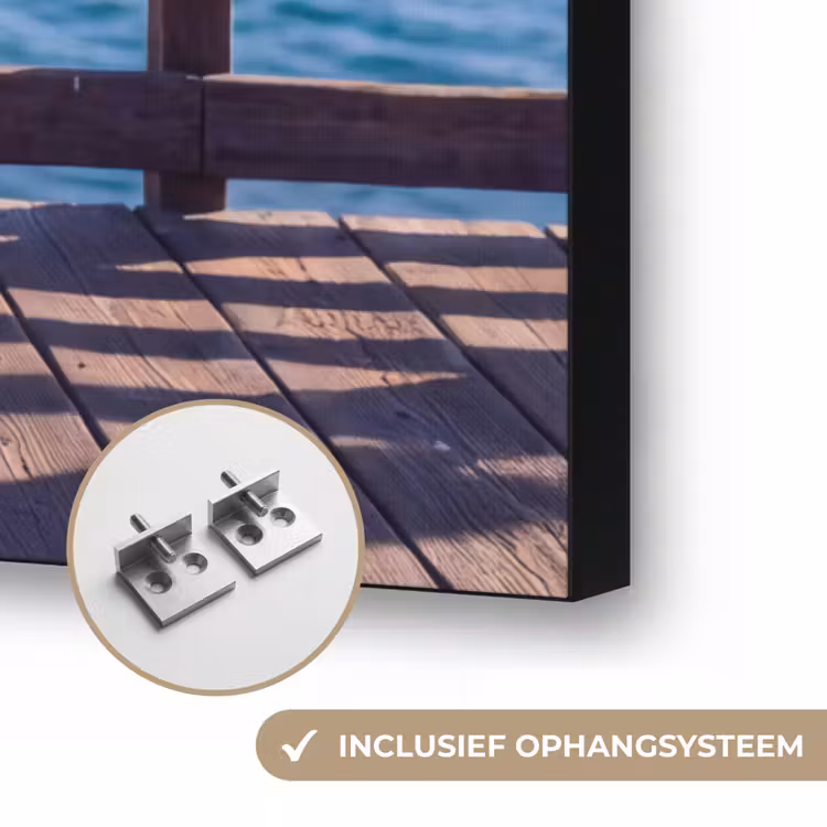 Vogel - Verrekijker - Kust - Zee - Blauw Textielframe zwart klein -USP_ophangsysteemNL