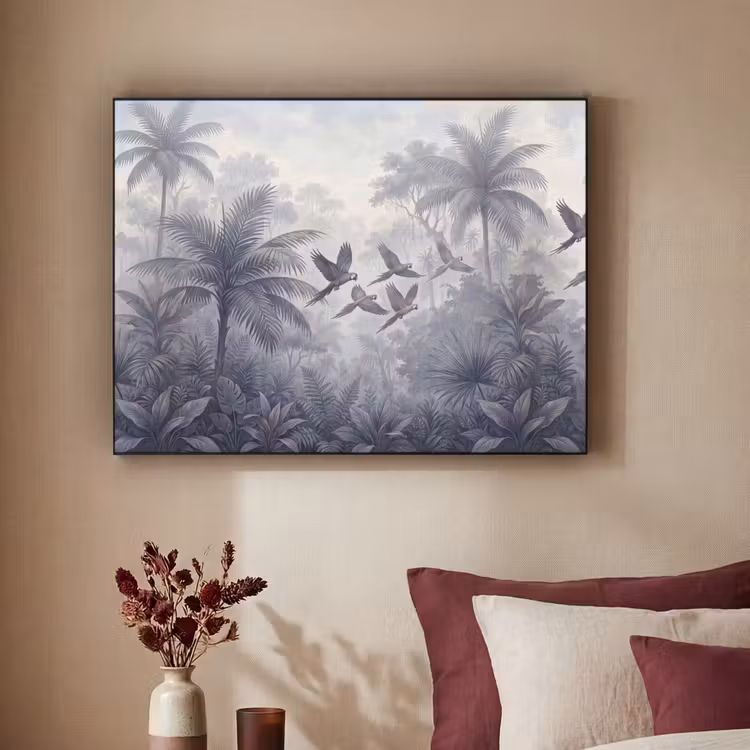 Vogel - Vliegend - Jungle - Vintage - Dieren Textielframe zwart klein -sfeer1