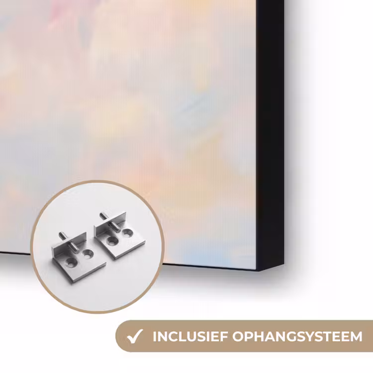Vogel - Vliegend - Lucht - Modern - Pastel Textielframe zwart klein -USP_ophangsysteemNL