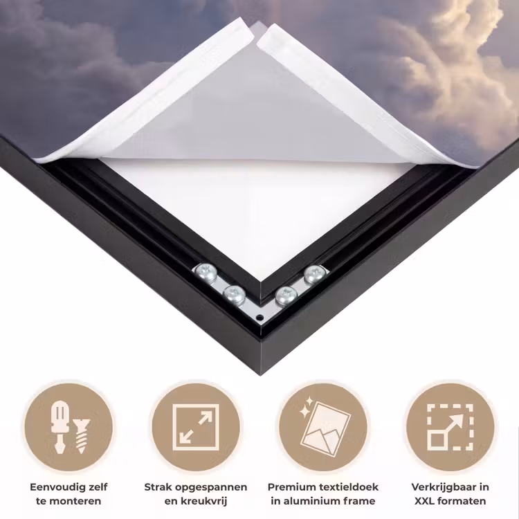 Vogel - Vliegend - Natuur - Wit - Wolken Textielframe zwart klein -USP_feed_closeupNL