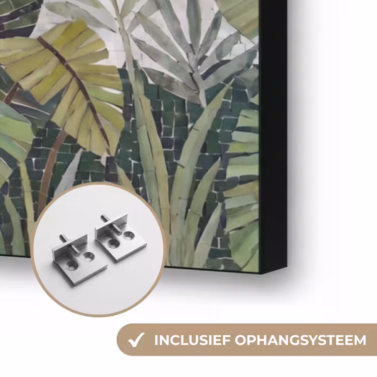 Vogel - Vliegend - Tropisch - Mozaïek - Groen Textielframe zwart klein -USP_ophangsysteemNL