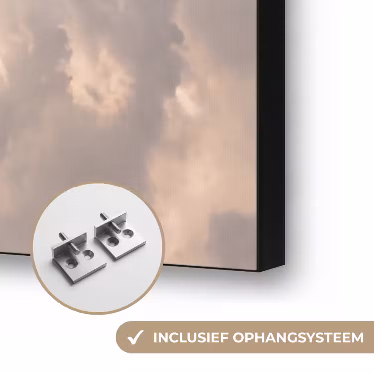 Vogel - Vlucht - Wolken - Natuur - Blauw Textielframe zwart klein -USP_ophangsysteemNL
