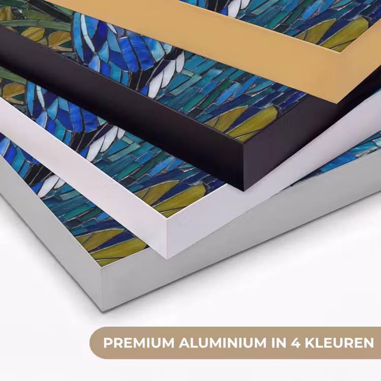 Vogel - Water - Natuur - Abstract - Blauw Textielframe zwart klein -USP_kleurenNL
