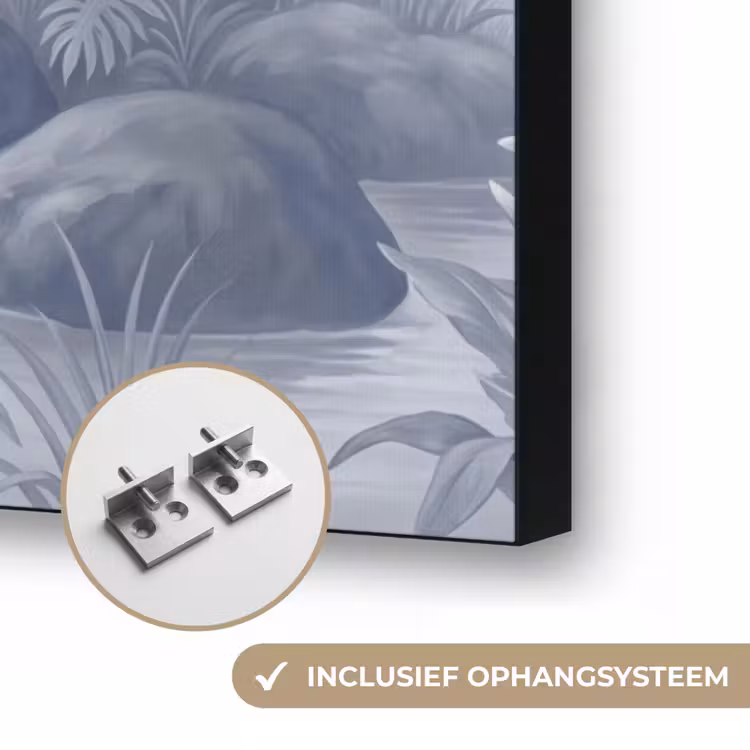 Vogel - Water - Tropisch - Natuur - Blauw Textielframe zwart klein -USP_ophangsysteemNL