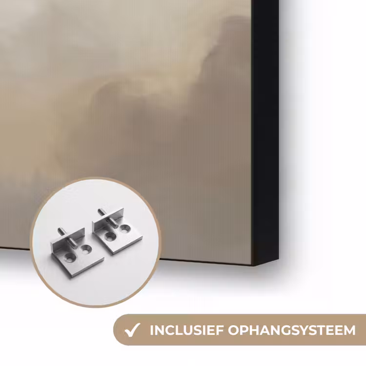 Vogel - Wolken - Natuur - Modern - Grijs Textielframe zwart klein -USP_ophangsysteemNL