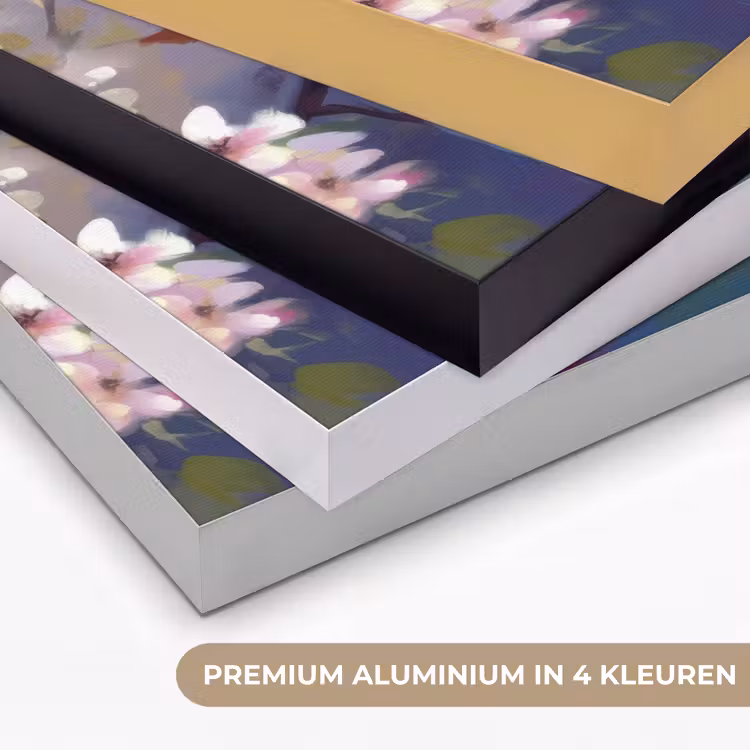 Vogels - Bloemen - Roze Textielframe zwart klein -USP_kleurenNL