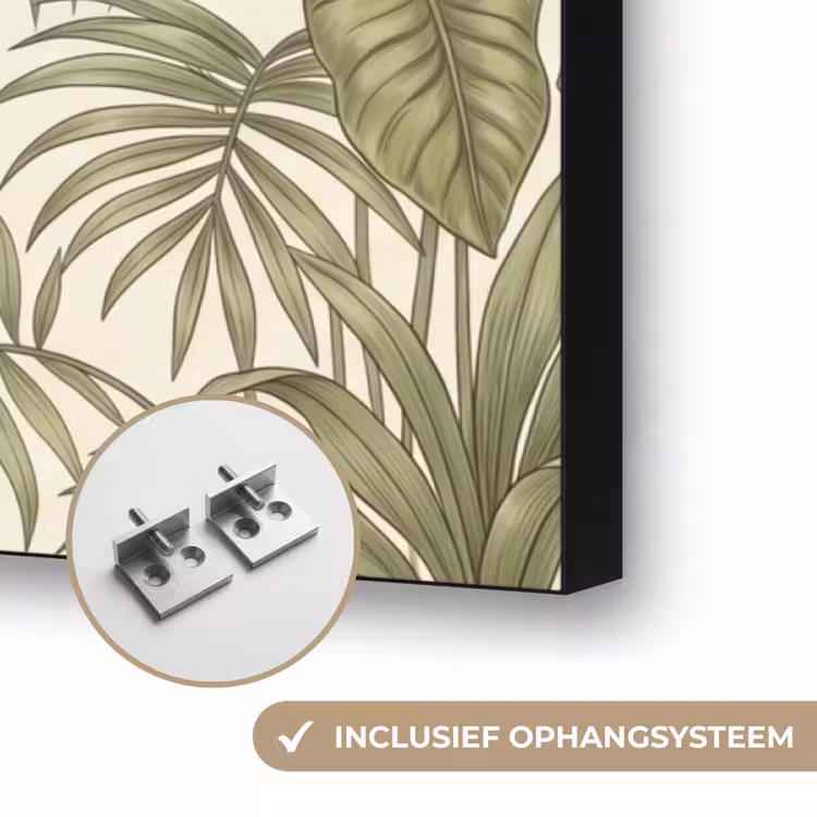 Vogels - Tropisch - Botanisch - Roze Textielframe zwart klein -USP_ophangsysteemNL