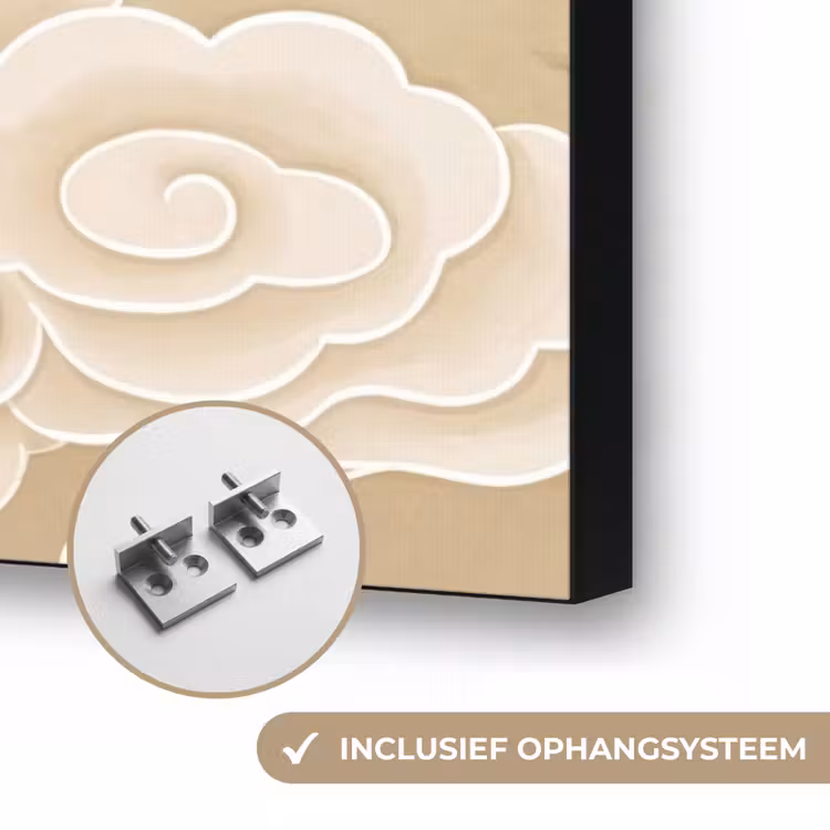 Vogels - Vliegen - Beige Textielframe zwart klein -USP_ophangsysteemNL
