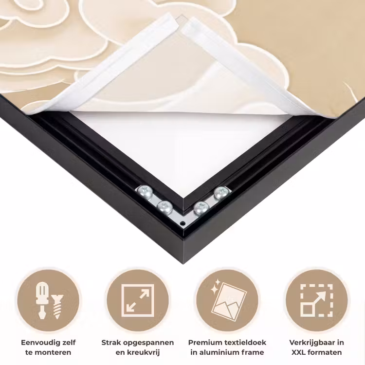 Vogels - Vliegen - Beige Textielframe zwart klein -USP_feed_closeupNL