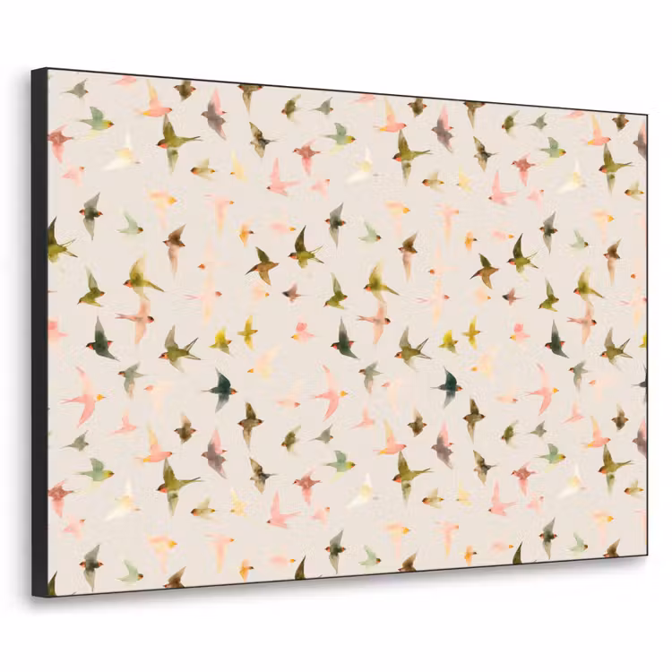 Vogels - Vliegen - Kleurrijk Textielframe zwart klein 947 -3d