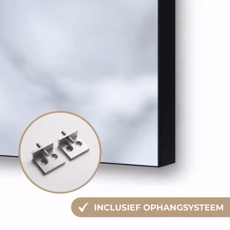 Vogeltje - Sneeuw - Tak - Winter - Zacht Textielframe zwart klein -USP_ophangsysteemNL