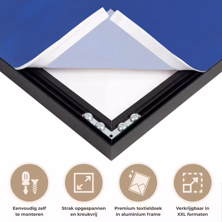 Vorm - Rond - Minimalistisch - Blauw Textielframe zwart klein -USP_feed_closeupNL