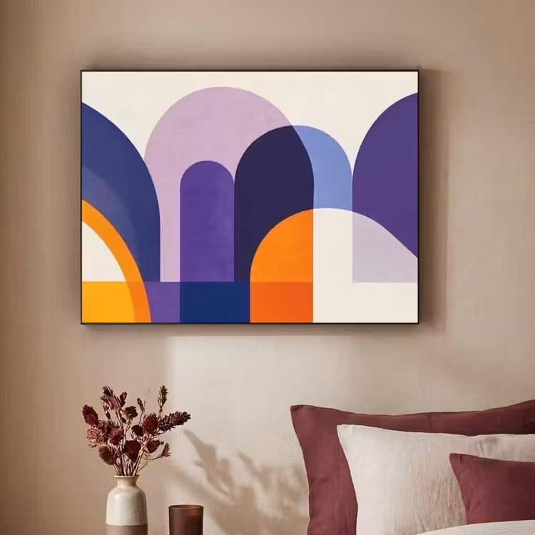 Vormen - Abstract - Grafisch - Oranje Textielframe - compleet frame klein -sfeer1