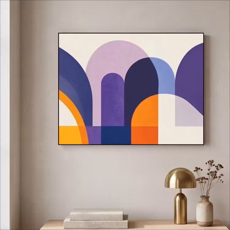 Vormen - Abstract - Grafisch - Oranje Textielframe zwart klein -sfeer2