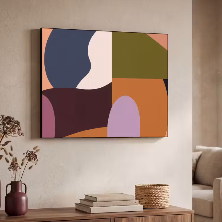 Vormen - Abstract - Kleuren - Vierkant Textielframe zwart klein -sfeer3