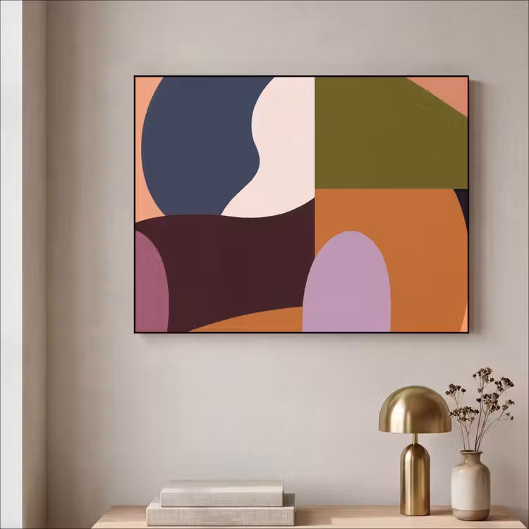 Vormen - Abstract - Kleuren - Vierkant Textielframe - compleet frame klein -sfeer2