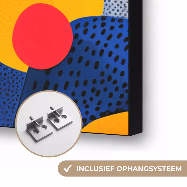 Vormen - Abstract - Stippels - Blauw Textielframe zwart klein -USP_ophangsysteemNL