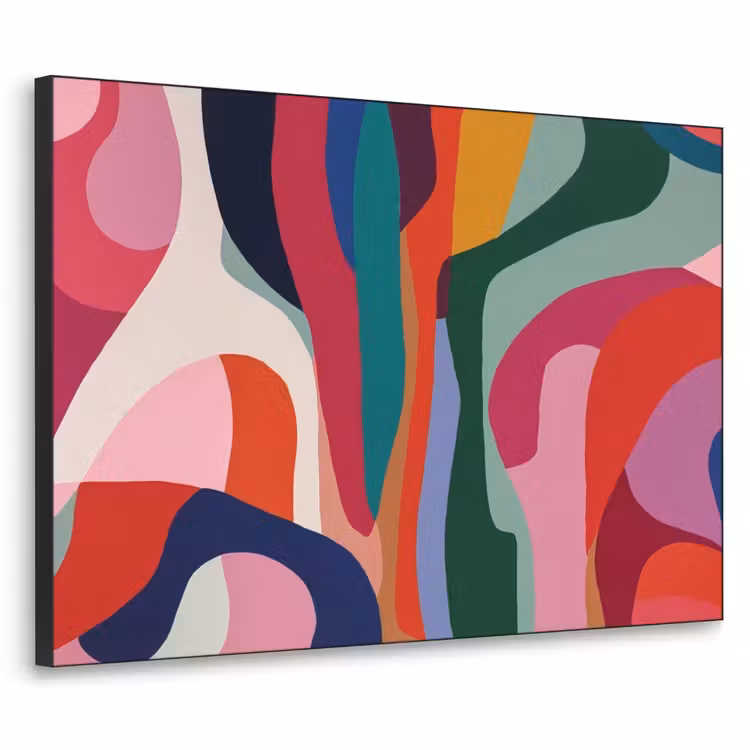 Vormen - Bochten - Kleurrijk - Abstract Textielframe - compleet frame klein -3d