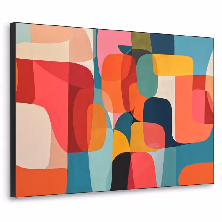 Vormen - Kleurrijk - Abstract - Vlakken Textielframe - compleet frame klein -3d