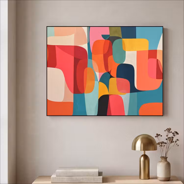 Vormen - Kleurrijk - Abstract - Vlakken Textielframe - compleet frame klein -sfeer2