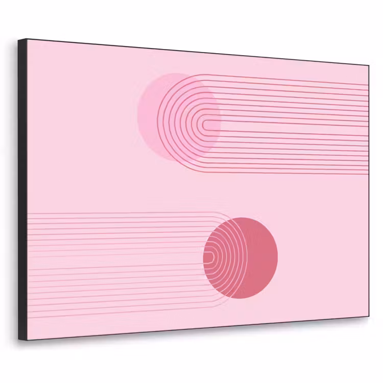 Vormen - Lijnen - Minimalistisch - Roze Textielframe zwart klein -3d