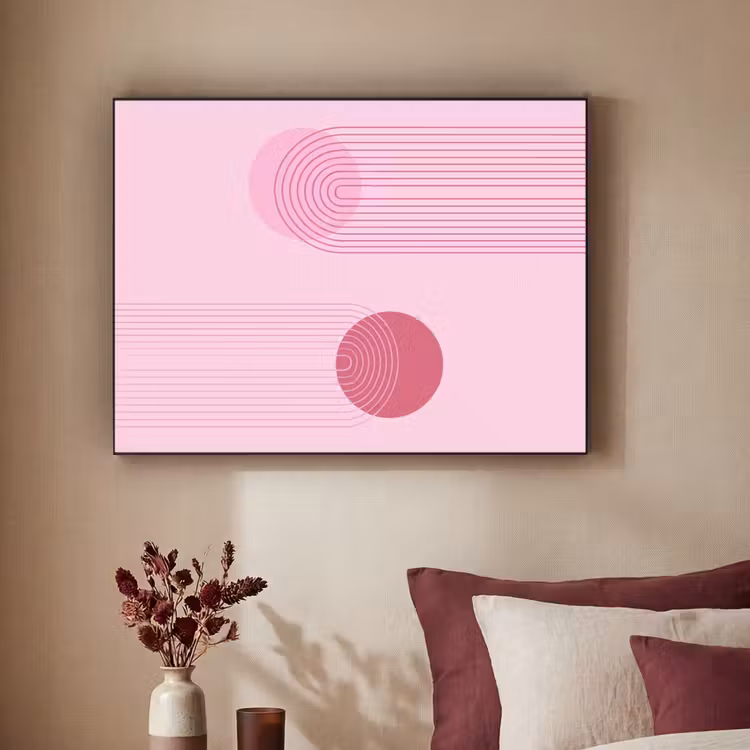 Vormen - Lijnen - Minimalistisch - Roze Textielframe zwart klein -sfeer1