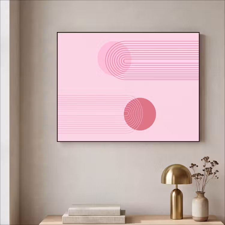 Vormen - Lijnen - Minimalistisch - Roze Textielframe zwart klein -sfeer2