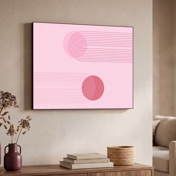 Vormen - Lijnen - Minimalistisch - Roze Textielframe zwart klein -sfeer3