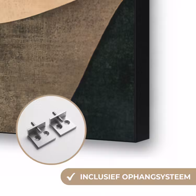 Vormen - Okergeel - Abstract Textielframe zwart klein -USP_ophangsysteemNL