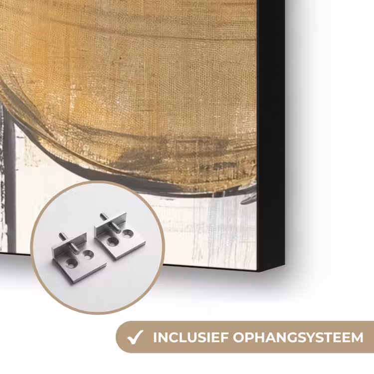 Vormen - Penseelstreken - Abstract - Goud Textielframe zwart klein -USP_ophangsysteemNL