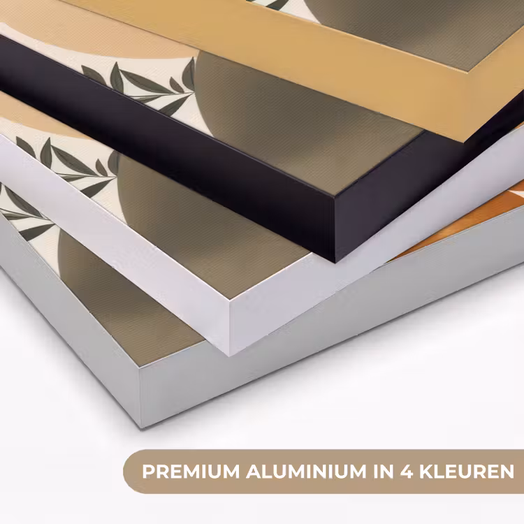 Vormen - Rond - Bladeren - Beige Textielframe zwart klein -USP_kleurenNL