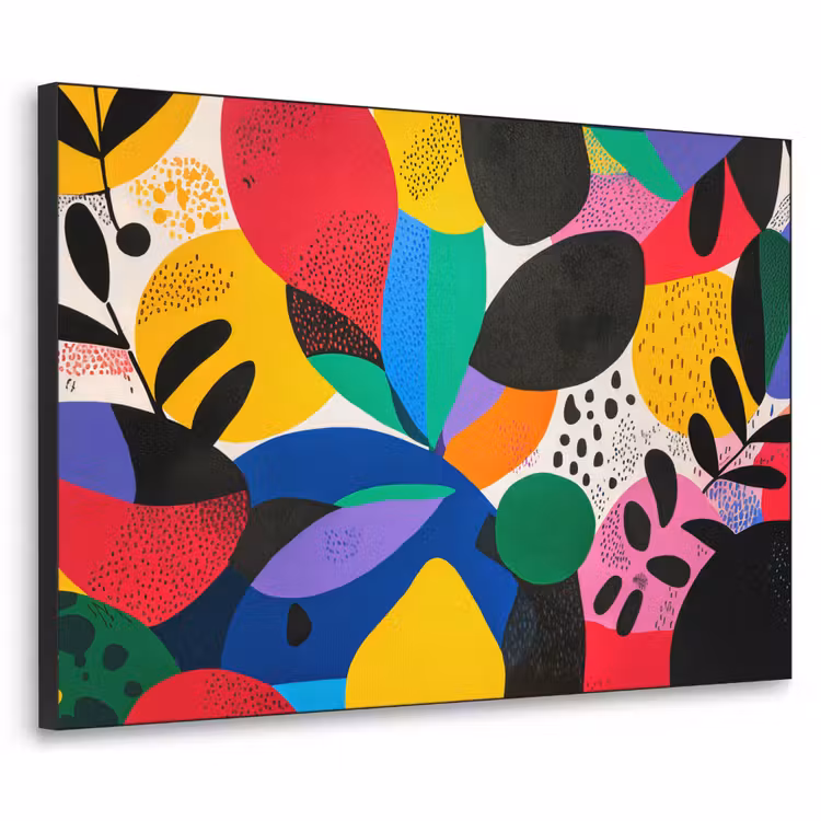 Vormen - Stippen - Kleurrijk Textielframe zwart klein -3d