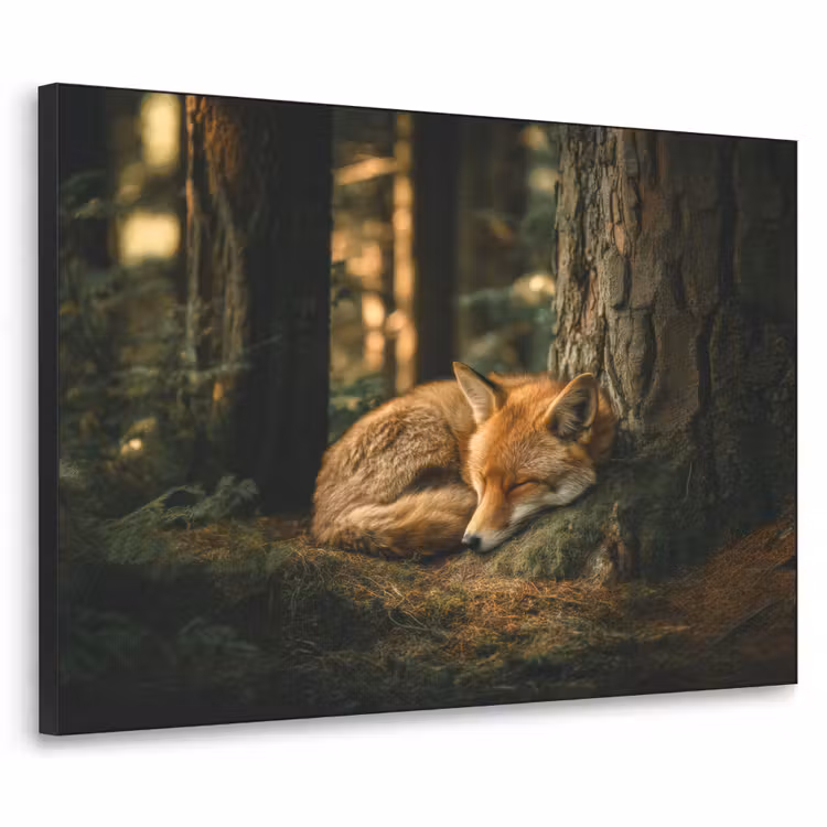 Vos - Bos - Slapen Textielframe zwart klein -3d