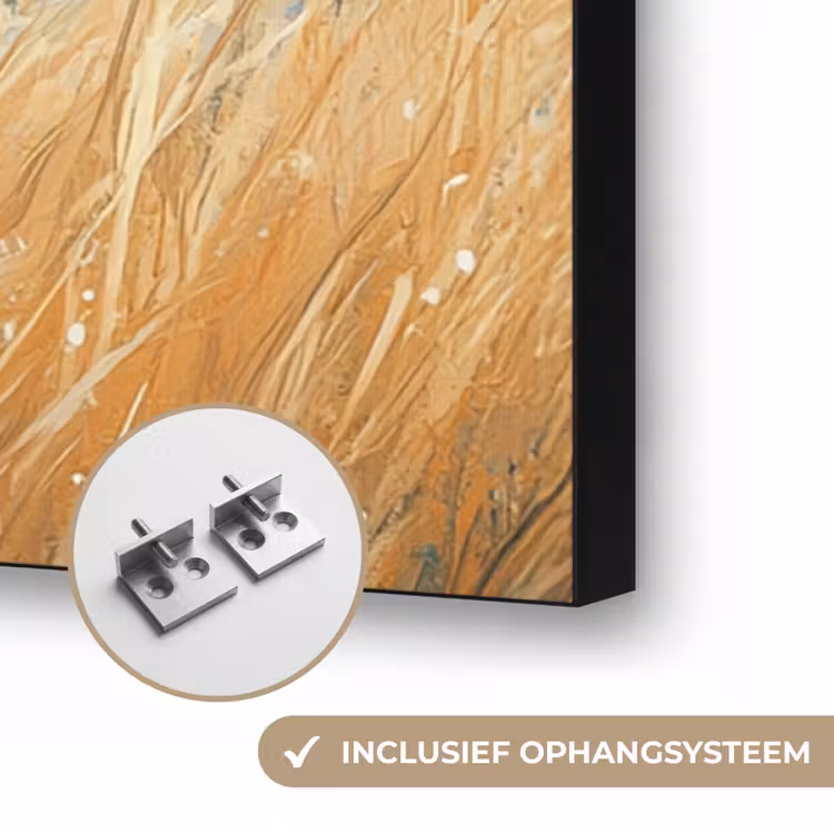 Vos - Gras - Wolken - Oranje Textielframe zwart klein -USP_ophangsysteemNL