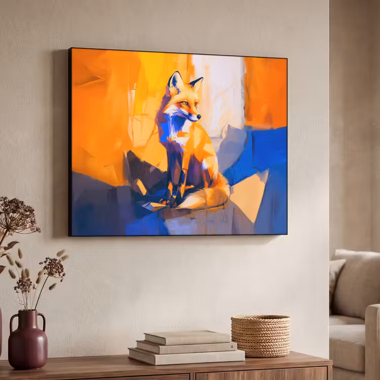 Vos - Oranje - Vormen - Abstract Textielframe - compleet frame klein -sfeer3