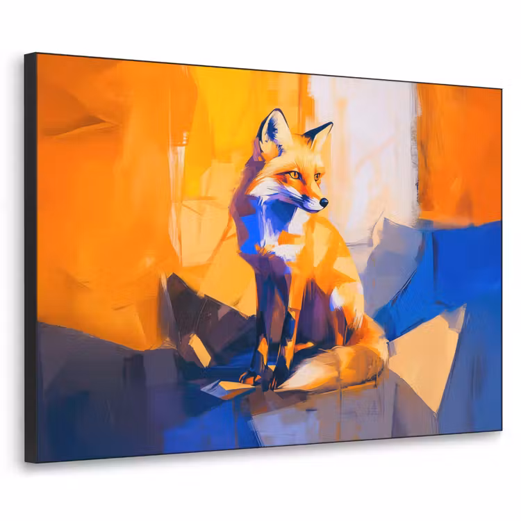 Vos - Oranje - Vormen - Abstract Textielframe zwart klein -3d
