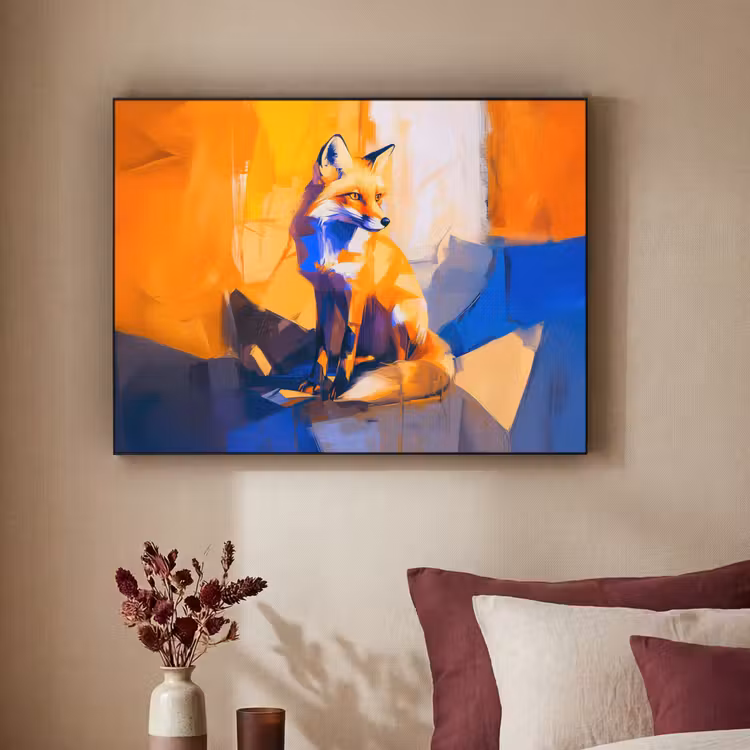 Vos - Oranje - Vormen - Abstract Textielframe - compleet frame klein -sfeer1