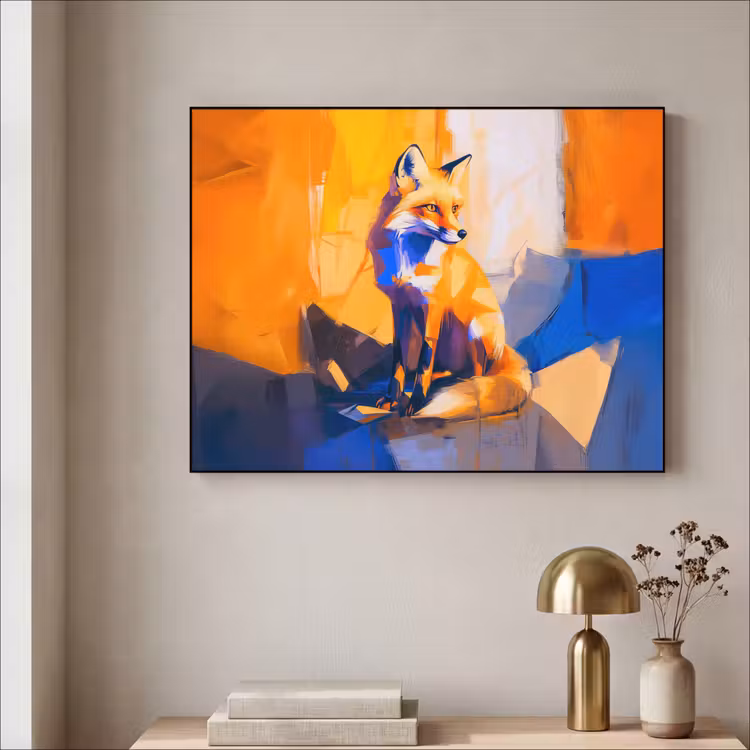 Vos - Oranje - Vormen - Abstract Textielframe zwart klein -sfeer2