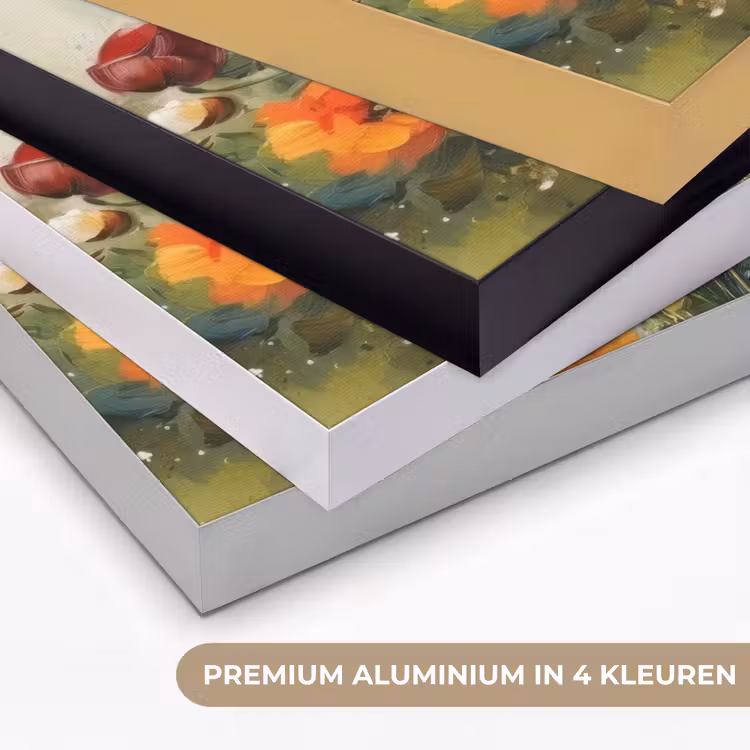 Vrolijk boeket - Dynamisch - Subtiele kleurspatten Textielframe zwart klein -USP_kleurenNL