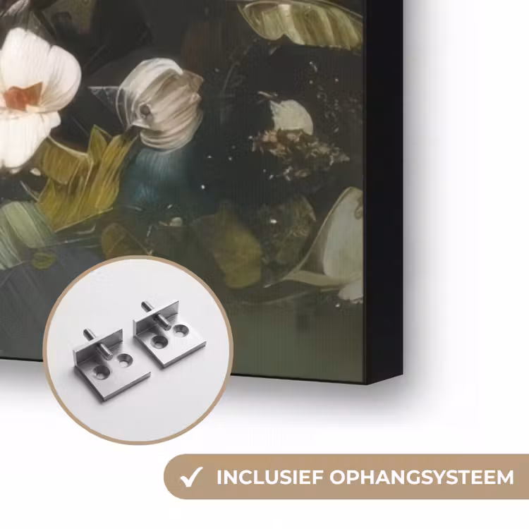 Vrolijk boeket - Dynamisch - Subtiele kleurspatten Textielframe zwart klein -USP_ophangsysteemNL