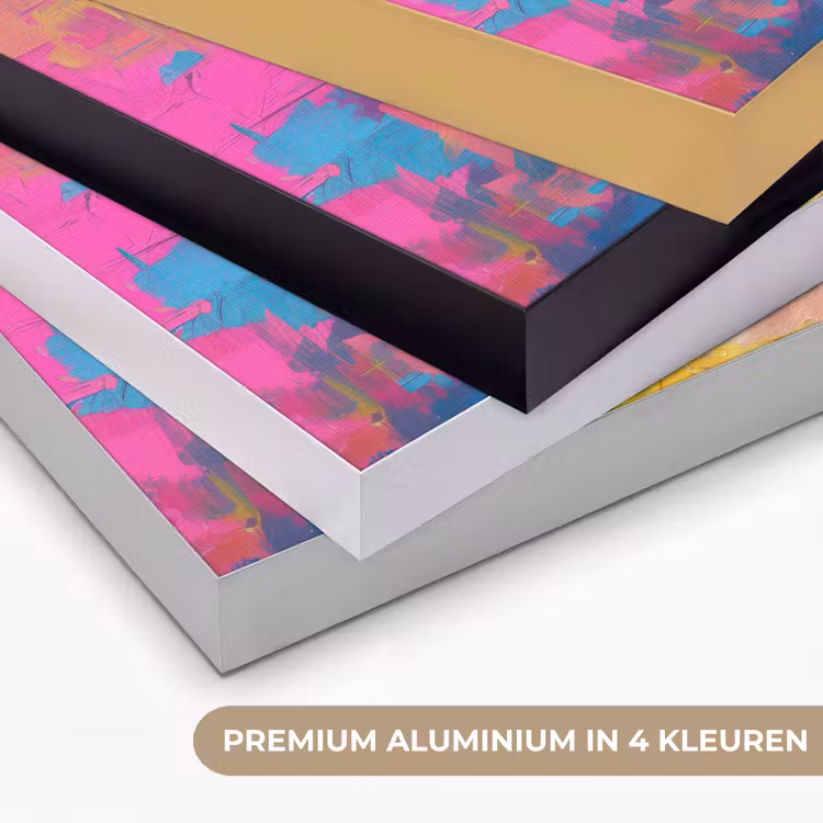 Vrolijk portret - Vrouw - Bloemenkroon Textielframe zwart klein -USP_kleurenNL